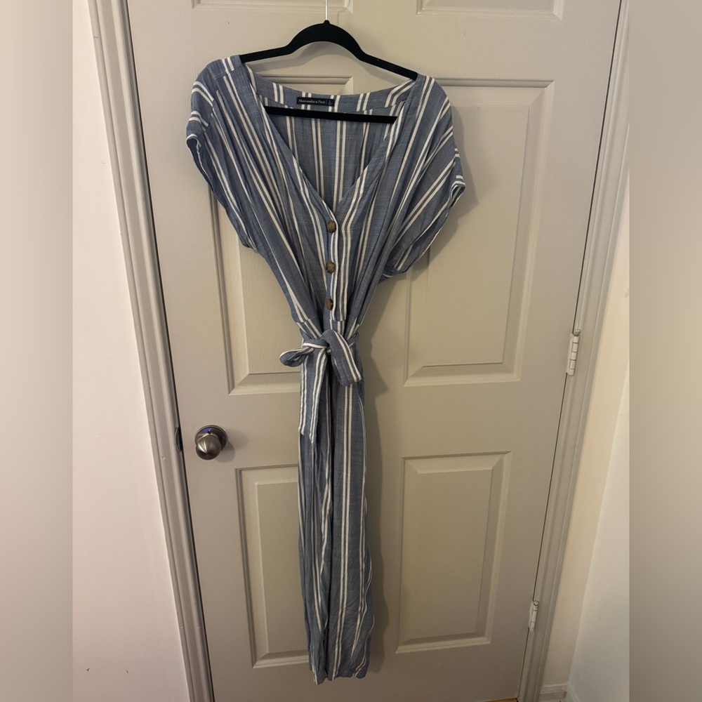 Abercrombie & Fitch Blue Striped Jumpsuit size L